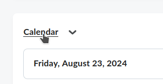 Clicking the Calendar link opens the calendar page