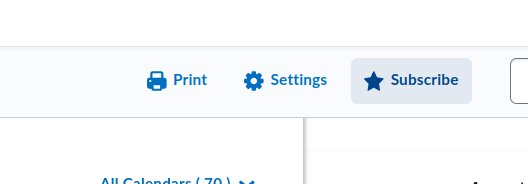 The buttons for settings and subscribe