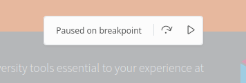 The popup that says "paused on breakpoint"