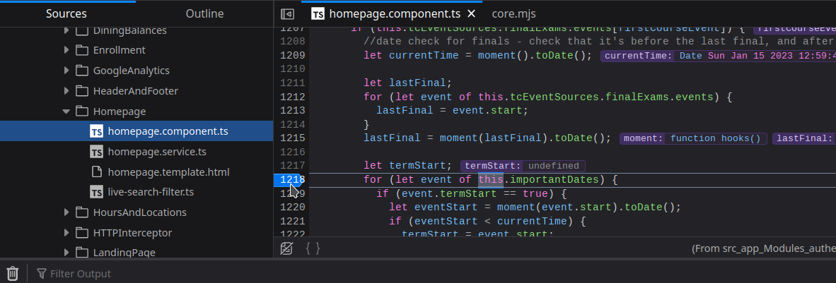 Marking the line as a breakpoint by clicking the line number